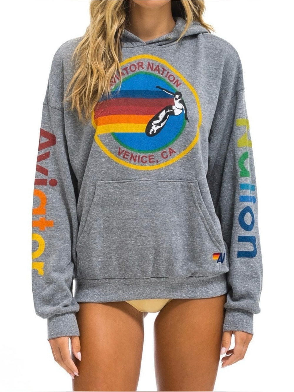 EUC Aviator Nation Venice Pullover Hoodie - Heather Grey